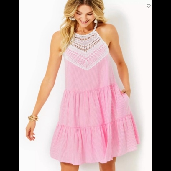Lilly Pulitzer Dresses & Skirts - Lilly Pulitzer Britt Seersucker Striped Halter Dress